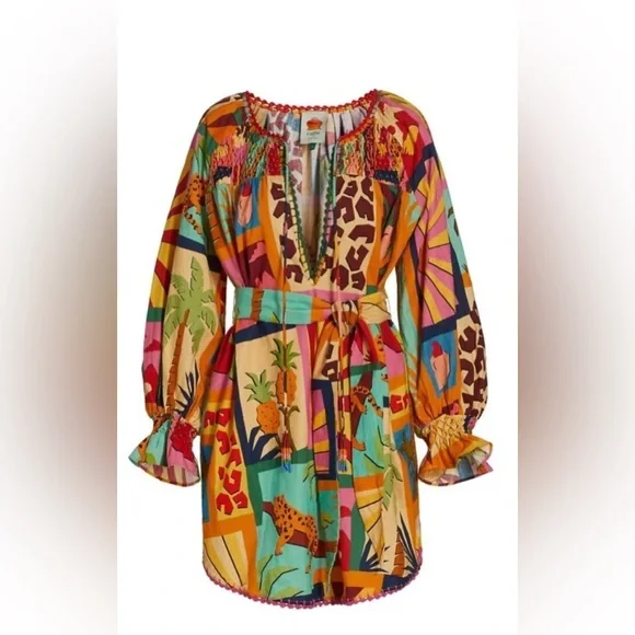 FARM RIO V-Neck Belted Mini Dress - Picture 2 of 6